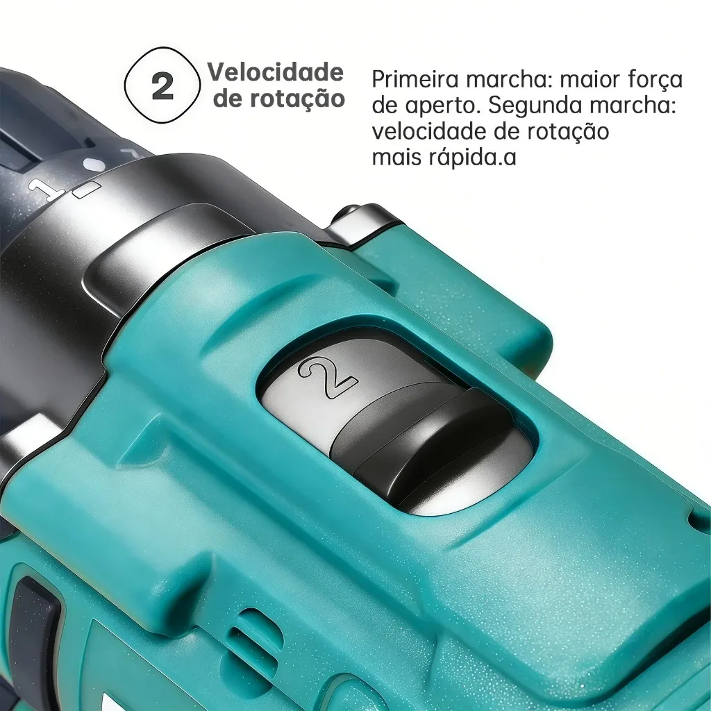 Parafusadeira Furadeira de Impacto Sem Fio 21V Bivolt 110/220V Kit Maleta com 2 Baterias 28 Peças — imagem 8
