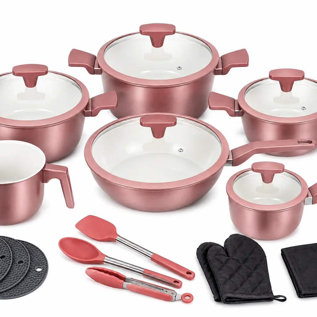 Jogo de Panelas 10 Peças Antiaderente com Tampa de Vidro Temperado Bianco Vanilla - Kit D'italia Cozinha Completa — imagem 11