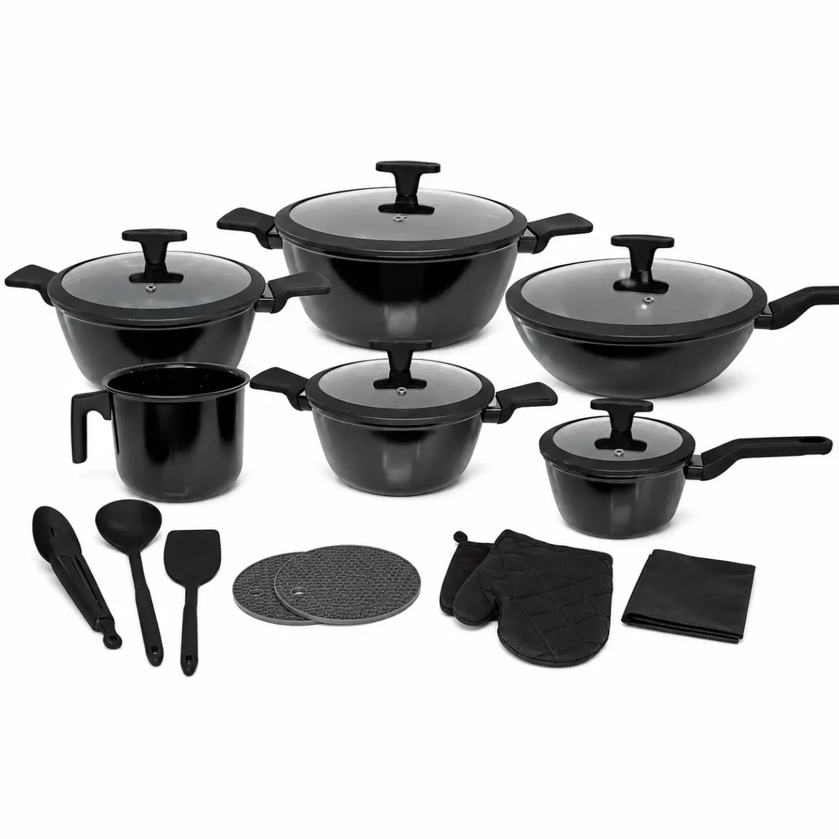 Jogo de Panelas 10 Peças Antiaderente com Tampa de Vidro Temperado Bianco Vanilla - Kit D'italia Cozinha Completa — imagem 10