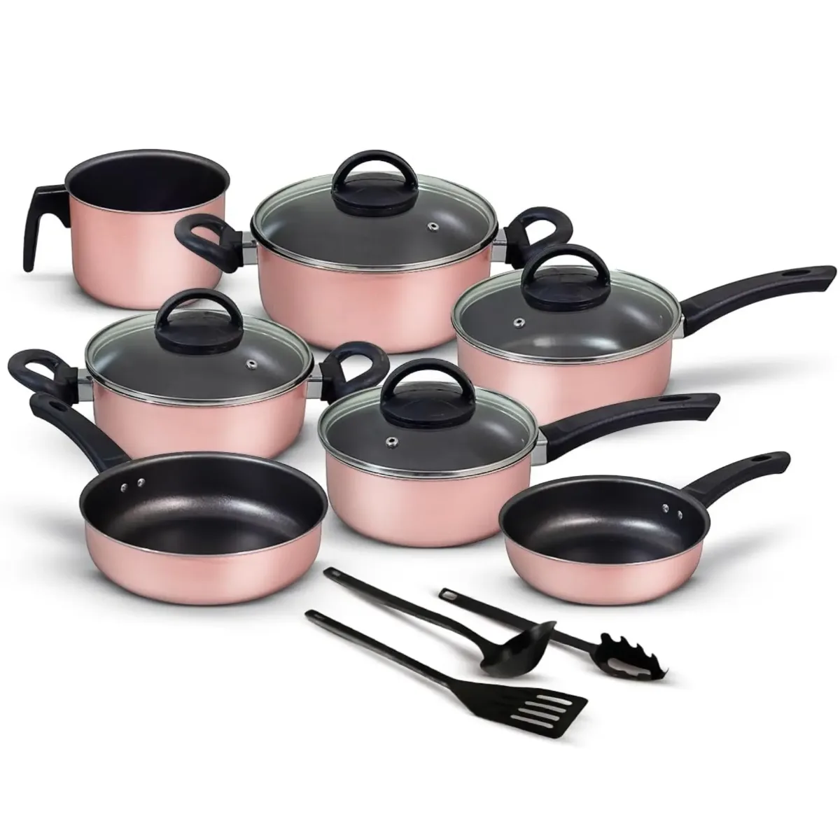 Jogo de Panelas 10 Peças Antiaderente com Tampa de Vidro Temperado Bianco Vanilla - Kit D'italia Cozinha Completa — imagem 9