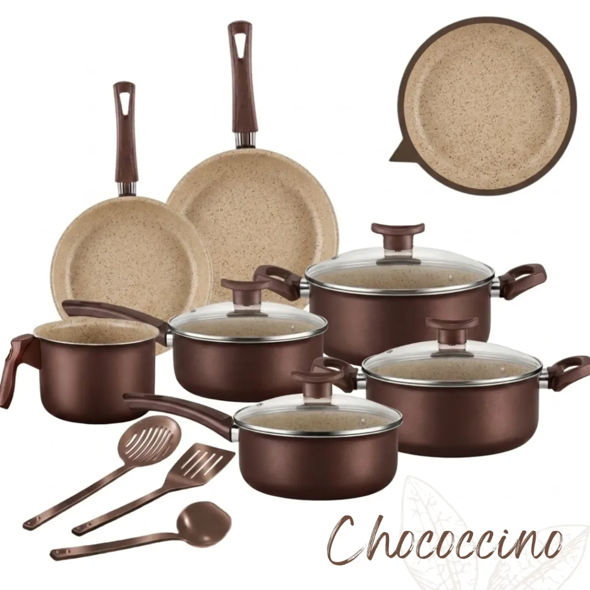 Jogo de Panelas 10 Peças Antiaderente com Tampa de Vidro Temperado Bianco Vanilla - Kit D'italia Cozinha Completa — imagem 5