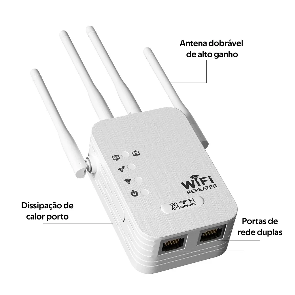 Amplificador de sinal Wi-Fi repetidor e roteador sem fio rede sem fio através da parede Dupla pressão/2.4G - G8 — imagem 7
