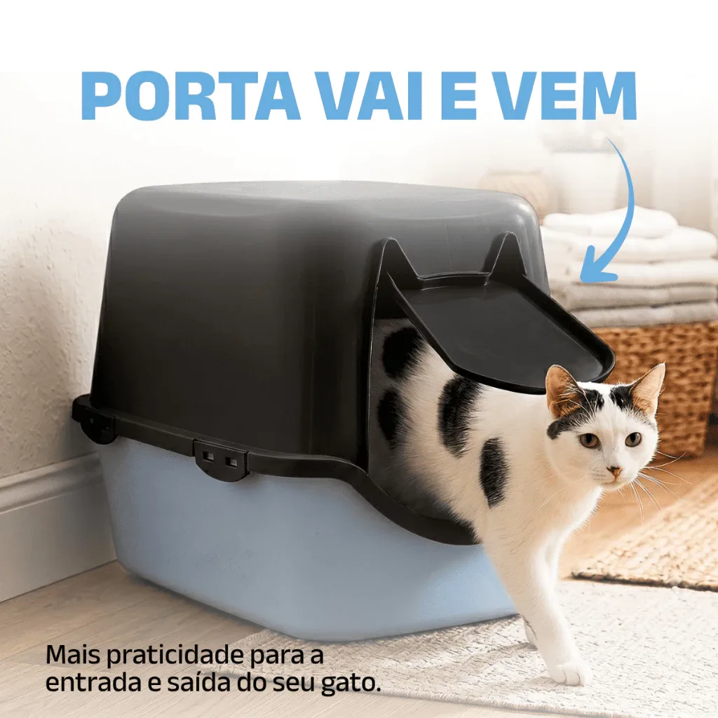 Caixa Areia Fechada Banheiro Toalete Sanitário Gato Antiodor Durapets — imagem 5