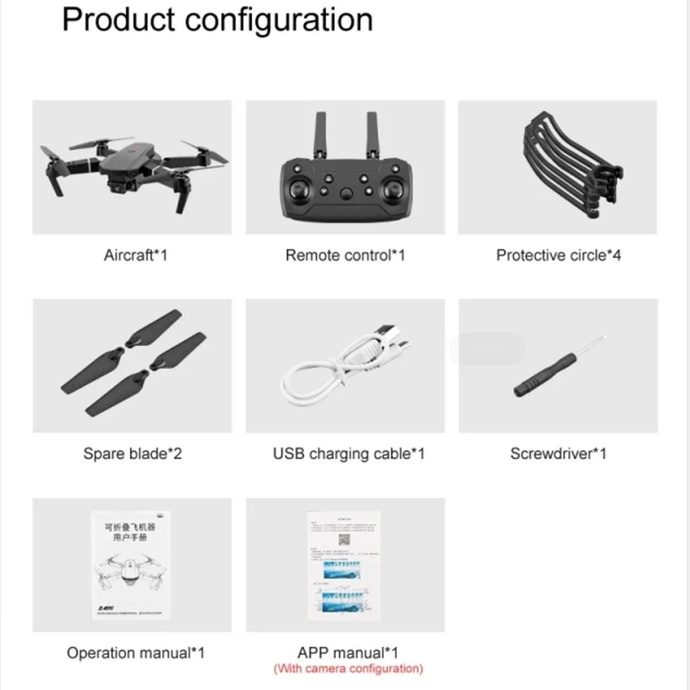 Drone E88 Dual Camera 4K Com 1 Bateria WI-FI PRETO NOVO — imagem 5