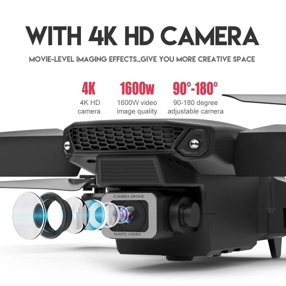 Drone E88 Dual Camera 4K Com 1 Bateria WI-FI PRETO NOVO — imagem 4