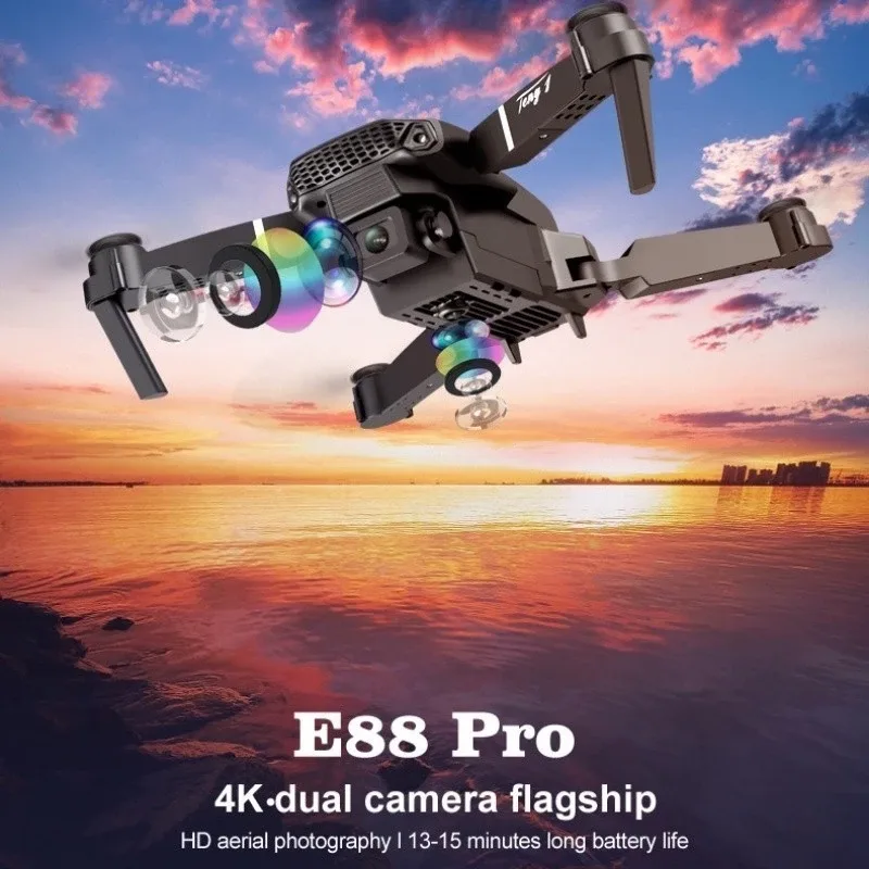 Drone E88 Dual Camera 4K Com 1 Bateria WI-FI PRETO NOVO — imagem 6